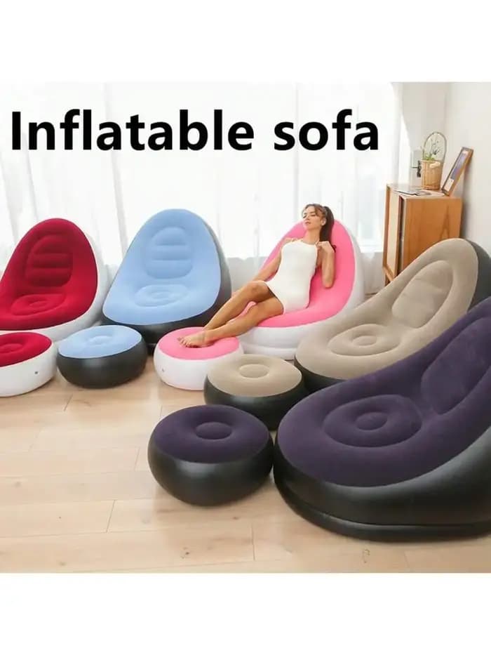 Nouveau canapé gonflable en peluche pour les paresseux canapé-lit pliable en plein air chaise allongée pratique avec pieds banc chaud