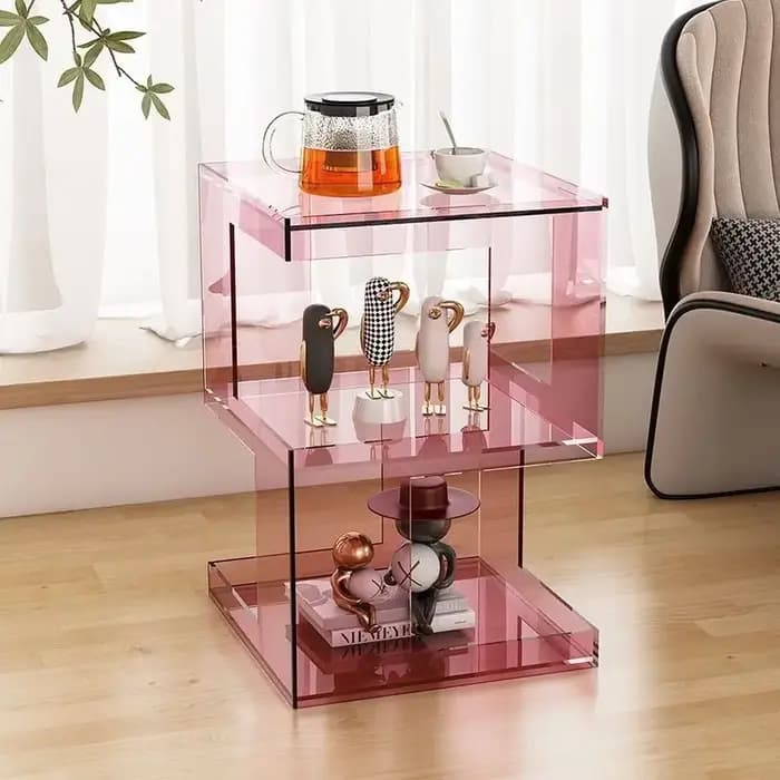 Table d'appoint en acrylique Transparent, salon, canapé, rangement, Table basse, balcon, étagère, ch