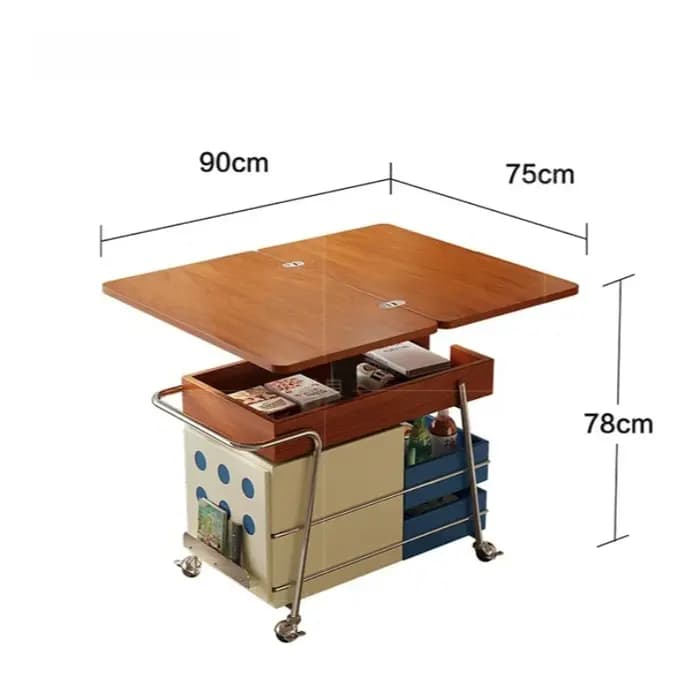 Table pliante relevable Dopamine, style Bauhaus moderne, petite table d'appoint de chevet avec rangement, table basse d'angle, mobilier original