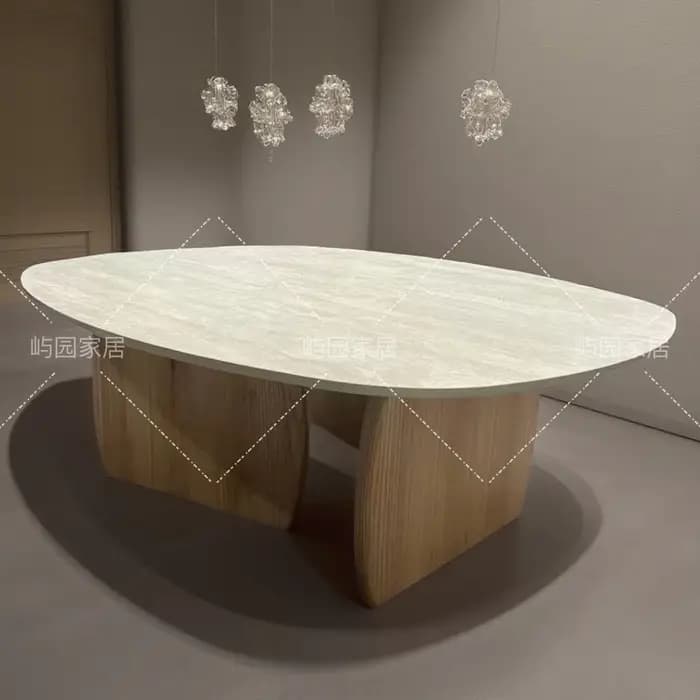 Table basse vintage ovale en bois pour salon, style farmhouse, table d'appoint pour bureau, mobilier