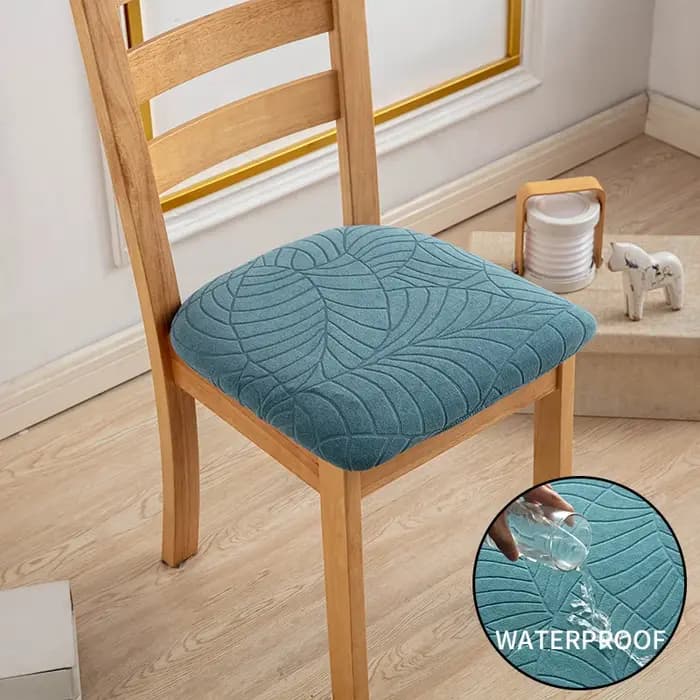 Housse de chaise de salle à manger en Jacquard imperméable, housses de coussin de siège de couleur u