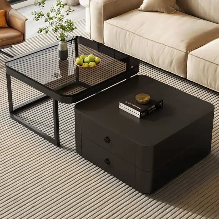 Table basse esthétique carrée rangement universel