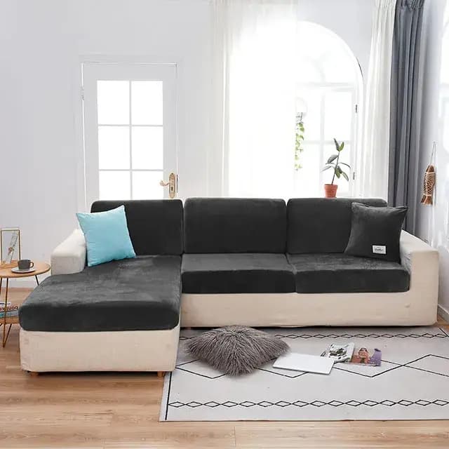 Housse de coussin de canapé en velours, couleur unie, douce, en Spandex, protection de meubles, exte