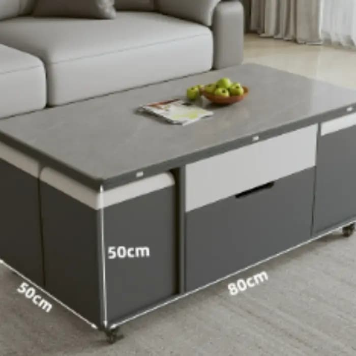 Table basse carrée blanche salon réglable Unique