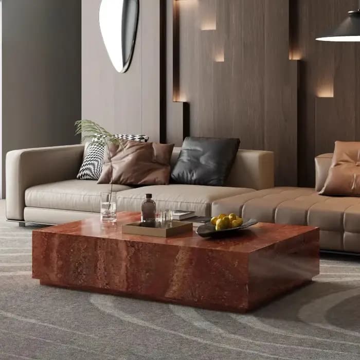 Table basse en marbre, plateau en pierre luxueuse