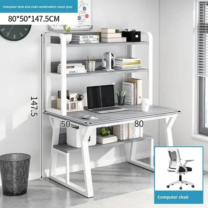 Bureau d'ordinateur stable avec étagère intégrée