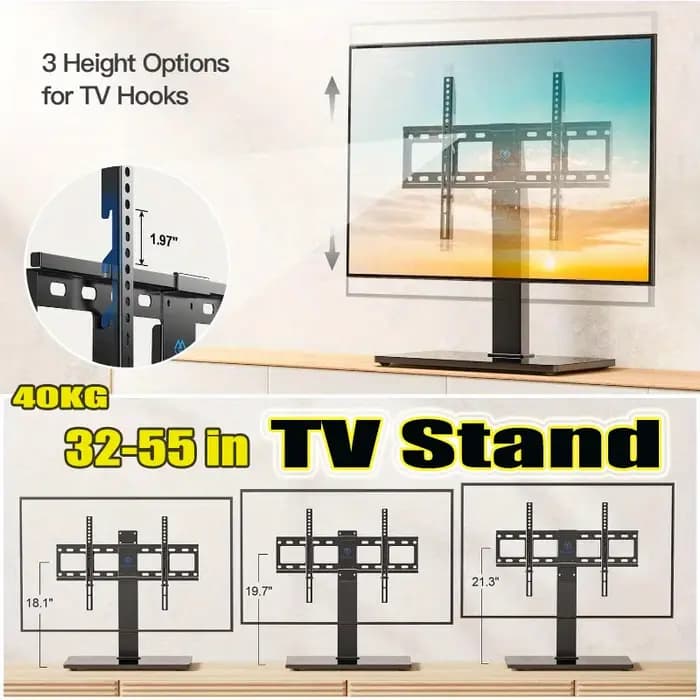 Meuble TV pivotant universel réglable en hauteur pour 32 ''-55'' LCD/LED support TV en fer pour téléviseurs VESA:600x400mm max 40KG
