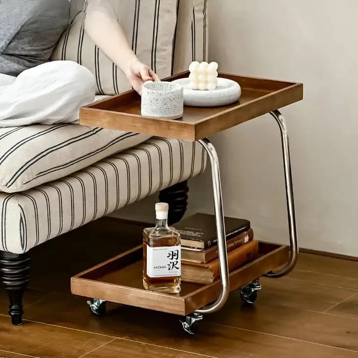 Table d'appoint de canapé rétro en bois