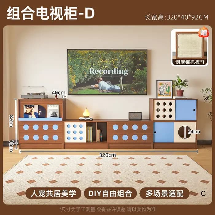 Meuble TV en bois massif pour chambre et salon