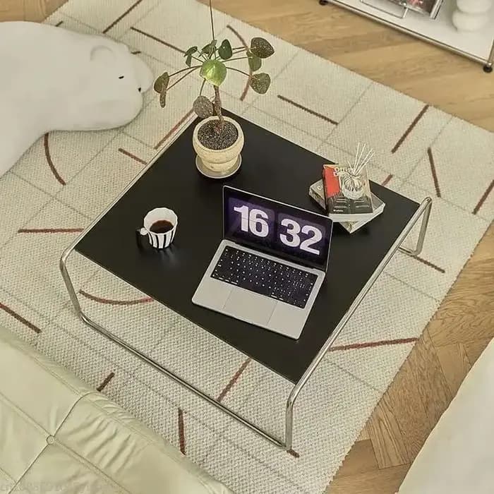 Bauhaus – Table basse rectangulaire en acier inoxydable