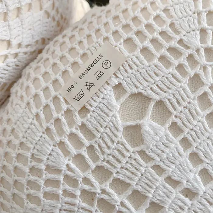 Juste de coussin au crochet en coton et lin, taie d'oreiller tissée à la main, oreillers décoratifs pour canapé, carré, circulaire, 40x40cm