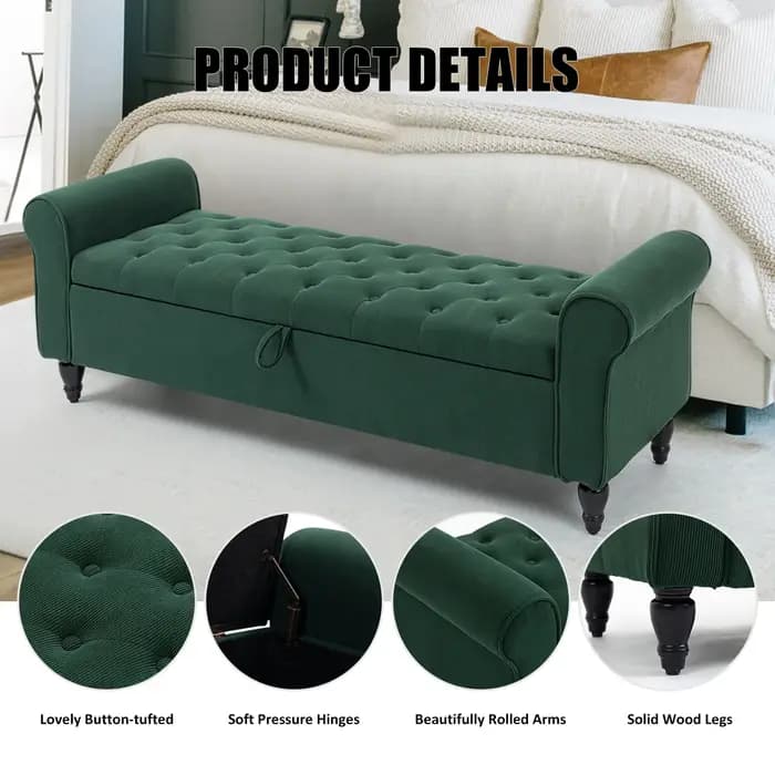 Banc de rangement touffeté avec rangement pour salon et chambre à coucher
