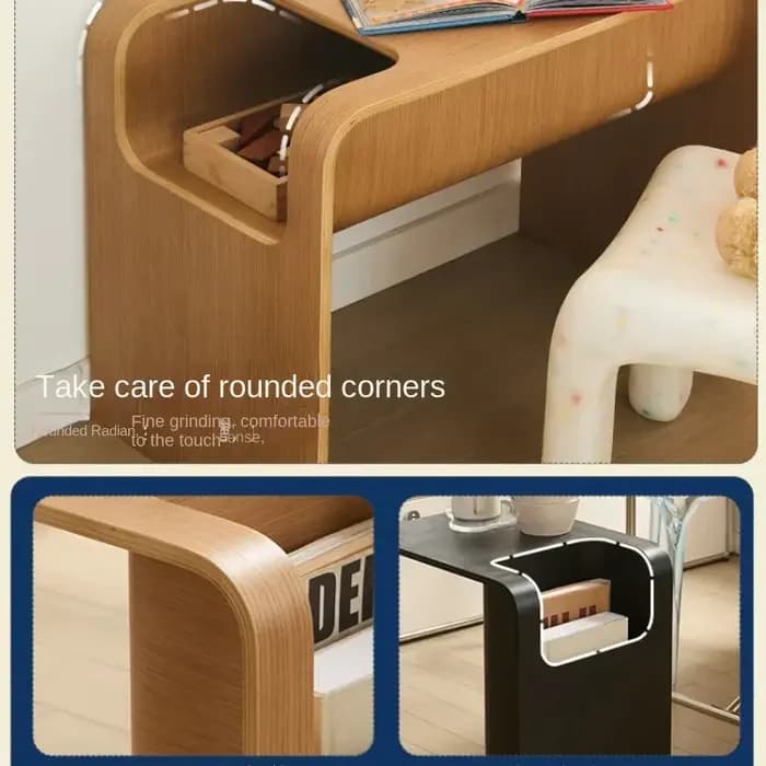 Table basse en bois massif en forme de C de Style nordique