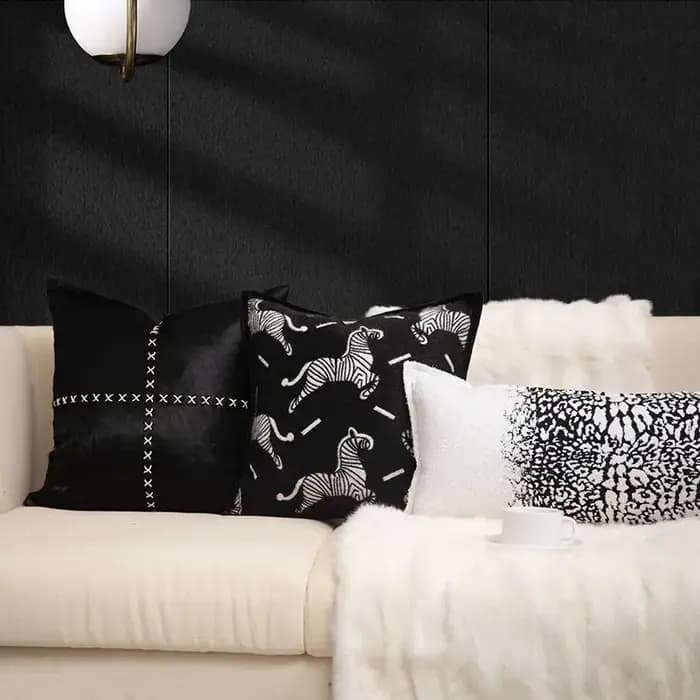 Juste de coussin guépard noir et blanc
