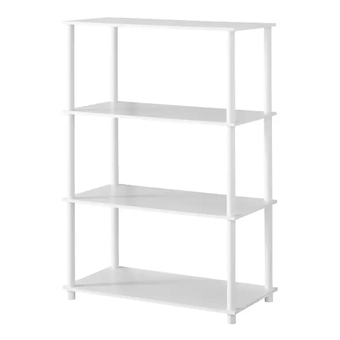 Bibliothèque de rangement blanche à 4 étagères, étagère pour petits espaces, chambre à coucher, bure