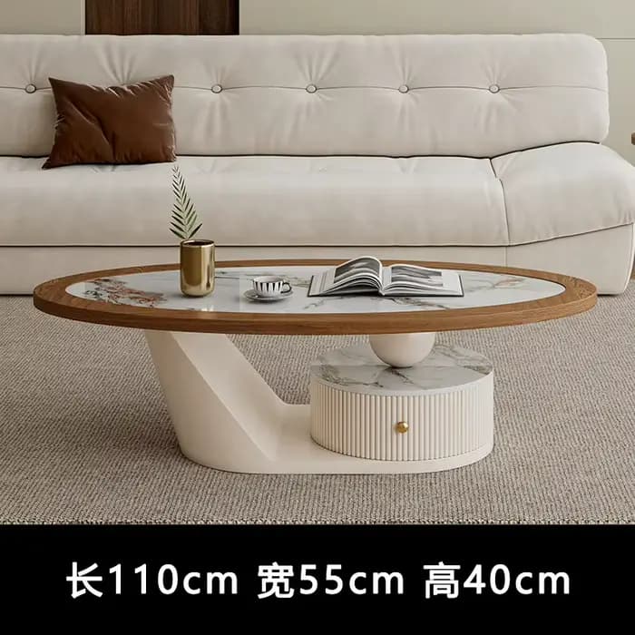 Tables basses ovales uniques avec rangement, design de salon, tables basses de luxe modernes, mesas