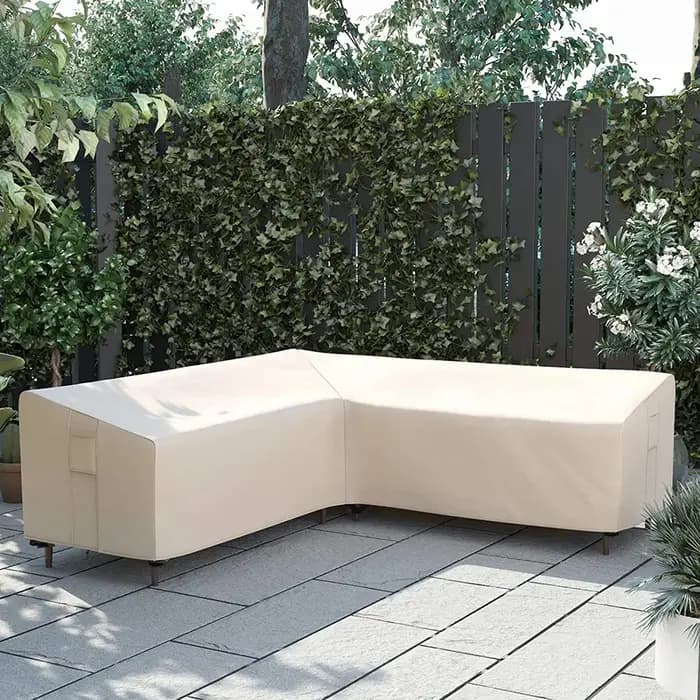 Housse de protection pour canapé d'angle en rotin