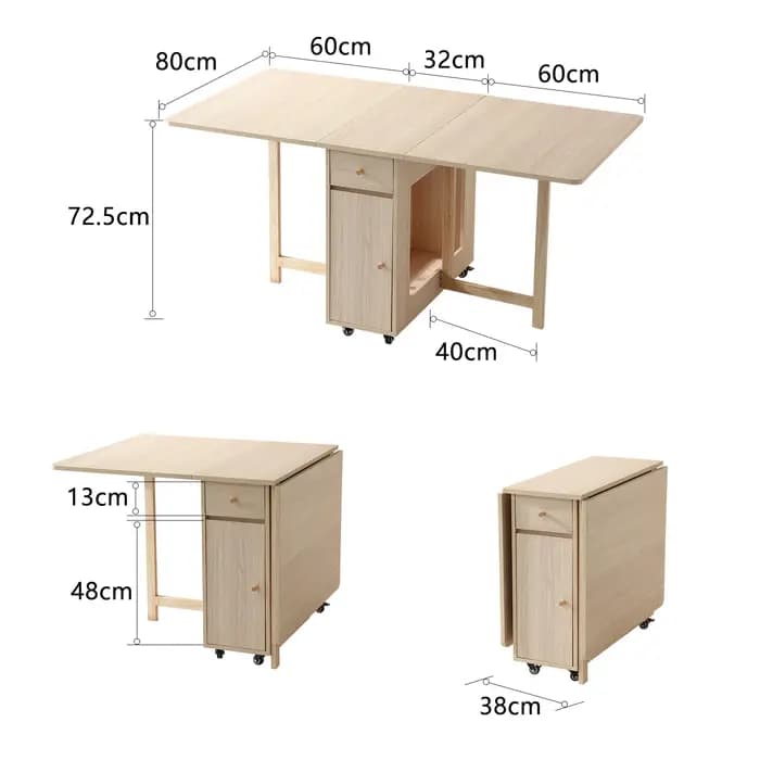 Table de salle à manger pliante extensible avec cuir chevelu tombant