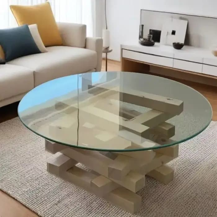 Table Basse minimaliste moderne ronde en verre Glam
