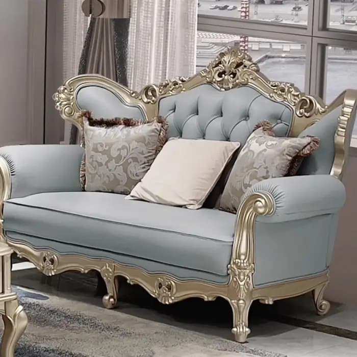 Canapé de salon de luxe européen en cuir véritable