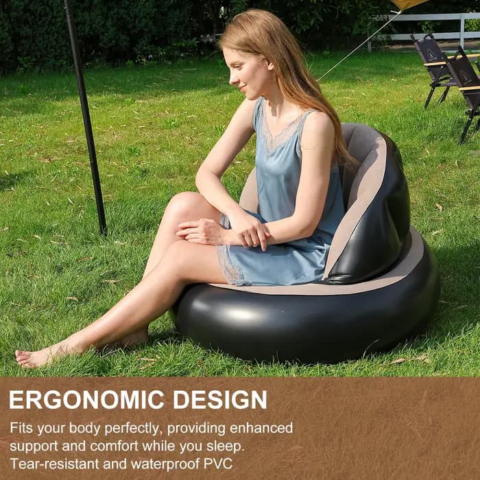 1PC Canapé gonflable en PVC épaissi, design ergonomique pour une expérience de siège confortable, canapé de jardin pliable en flocage