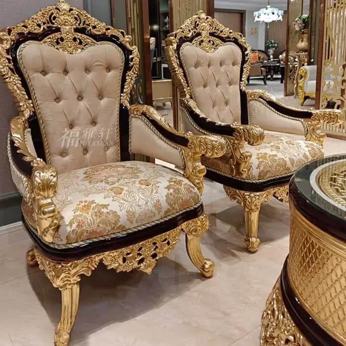 Canapé de luxe de style français en bois massif sculpté