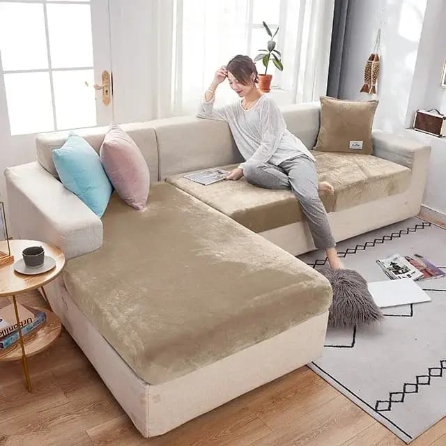 Housses de coussin de siège de canapé en velours élastique, pour salon, Chaise Longue, coin de luxe,