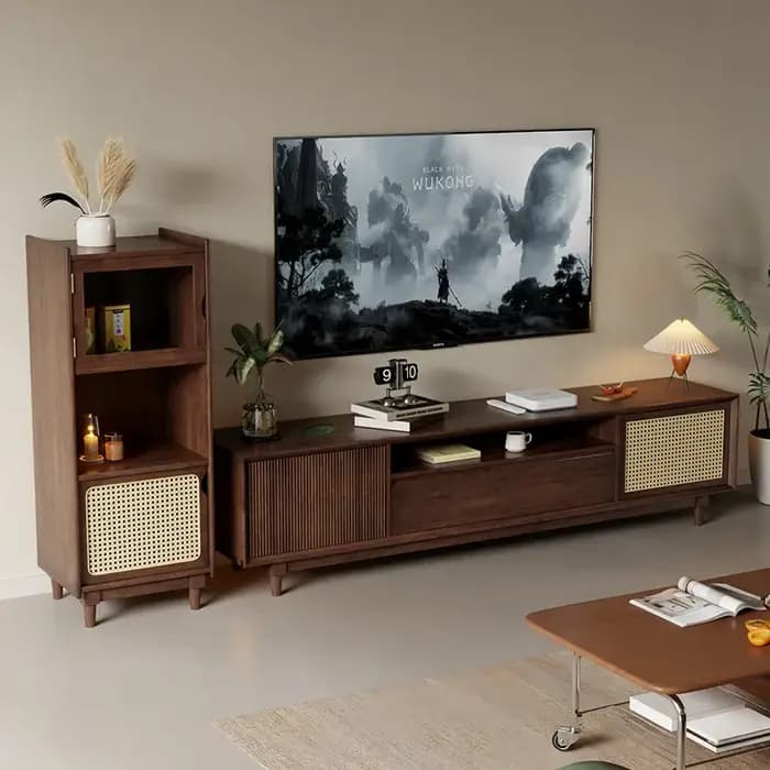 Porte Vintage longue meuble Tv décoration marron salon