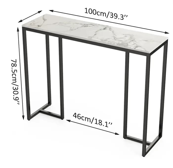 Table Console Moderne en Marbre avec Cadre D.lique, Support Latéral d'Accent, Canapé, Entrée, Hall,