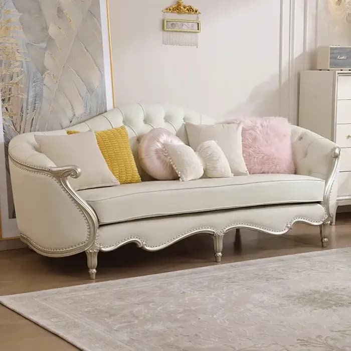 Canapé irrégulier de luxe design blanc intérieur salon clair mode