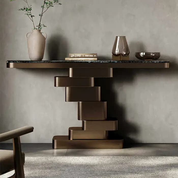 Tables consoles de qualité supérieure, meubles glamour pour l'entrée, console unique pour le salon,