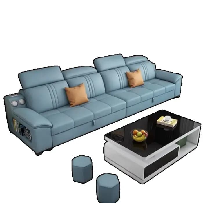 Canapé en cuir véritable design De luxe moderne caché Relax lit