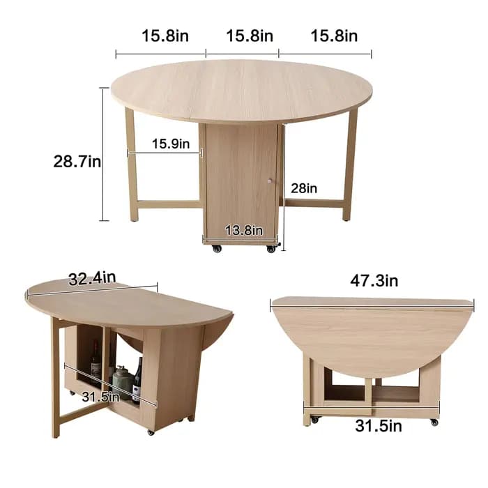 Table à manger ronde multifonctionnelle avec chaises, table à manger pliante, meubles à la mode