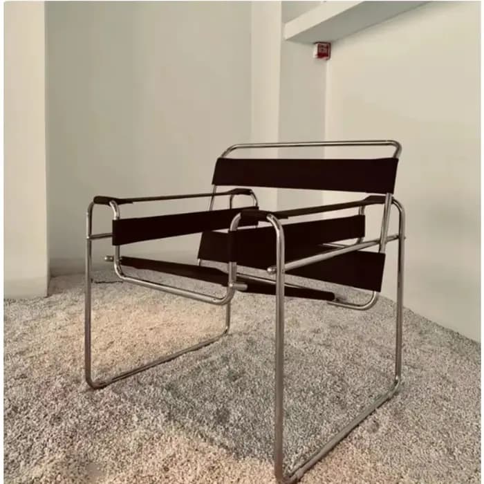 Fauteuil de salon en cuir et maille, style décontracté, pour photos