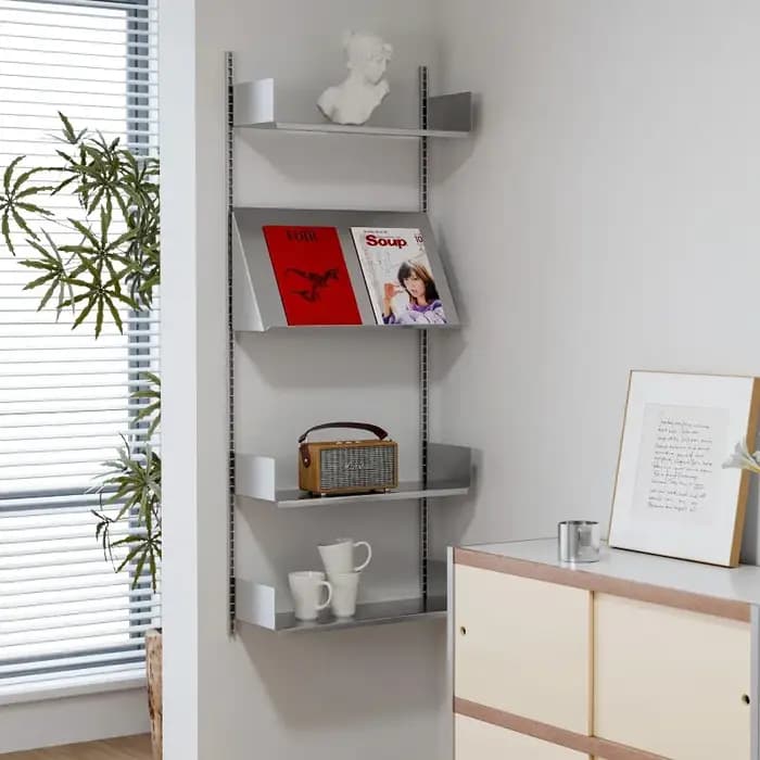 Étagère Modulaire Murale en Acier Inoxydable pour Salon – Système de Rangement Gain de Place et Présentoir DIY
