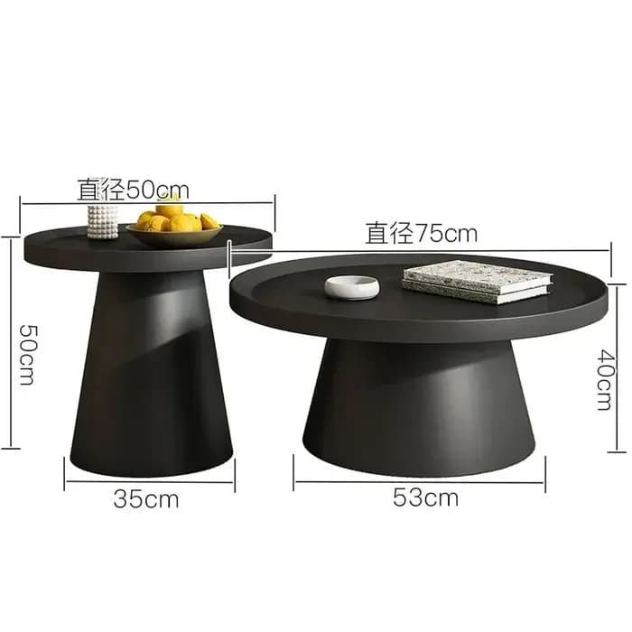 Plateau esthétique Tables basses ornements noirs Table basse réglable Simple ronde minimaliste Mesa Centro Salon meubles de maison