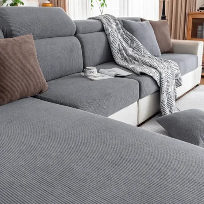 Housse de canapé élastique épaisse lavable, couvre-canapé amovible doux, couleur unie, durable, pour