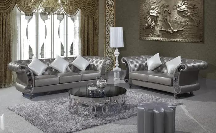 Canapé en cuir véritable Chesterfield