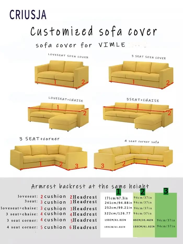 Housse de canapé CRIUSJA ikea VIMLE 3 places