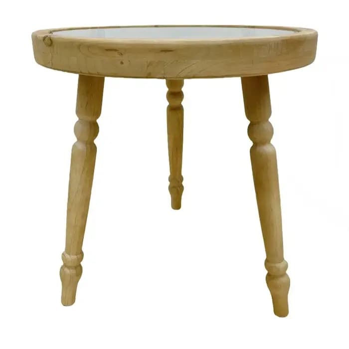 Table basse minimaliste en bois massif avec ornements