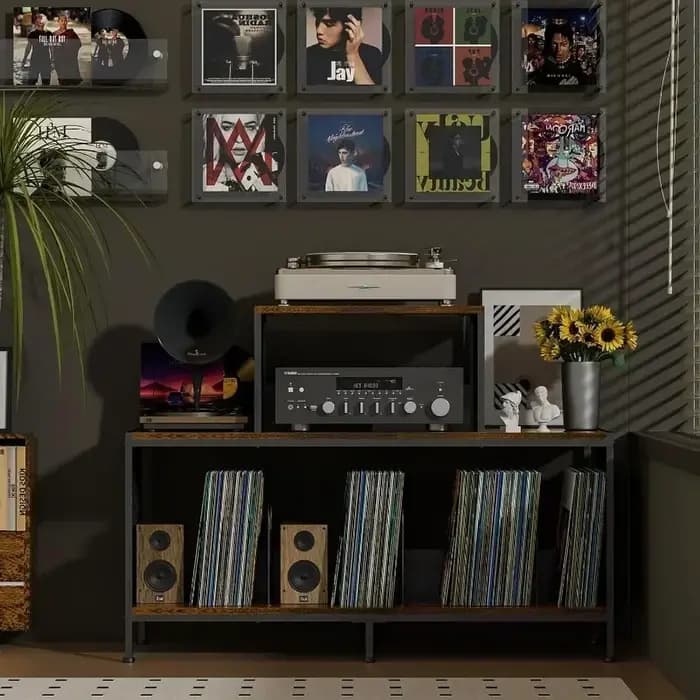 Meuble de rangement pour tourne-disque et amplificateur audio
