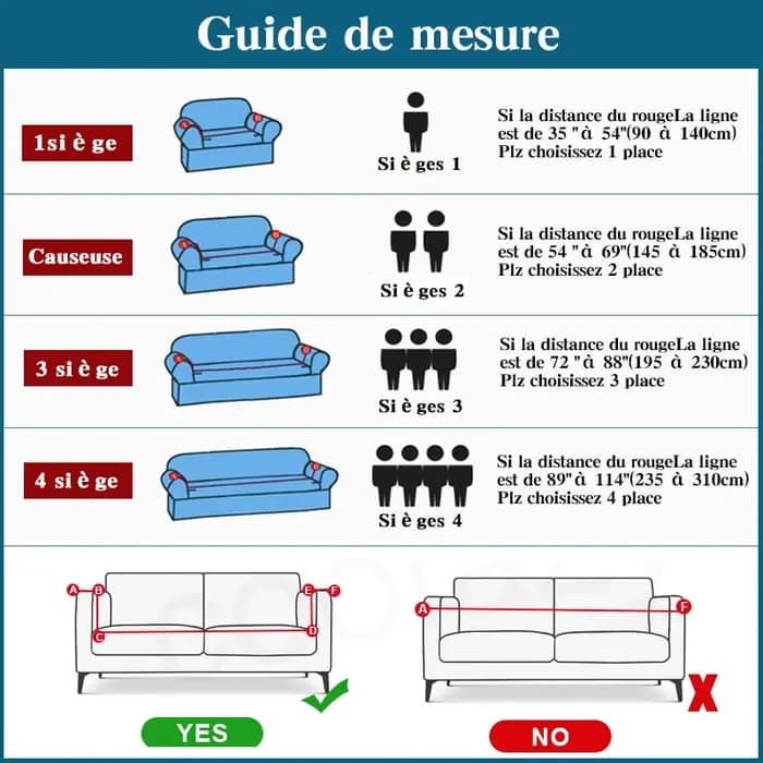 Housse de protection extensible pour canapé et fauteuil 1/2/3/4 places