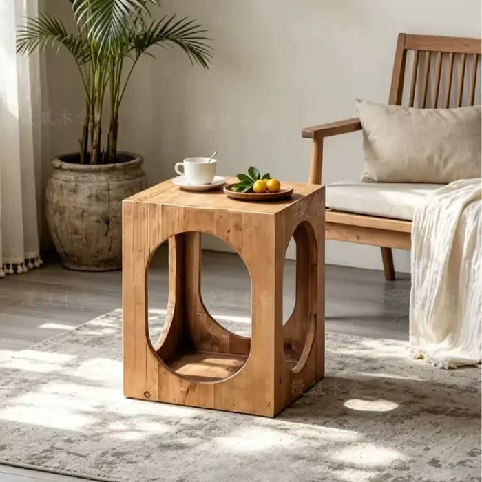 Table d'appoint basse d'angle en bois
