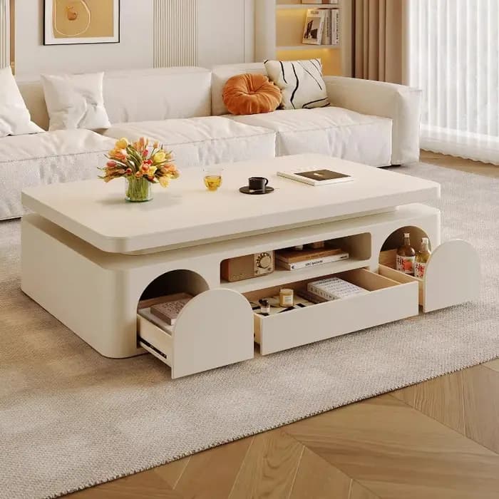 Table basse rectangulaire blanche de style nordique
