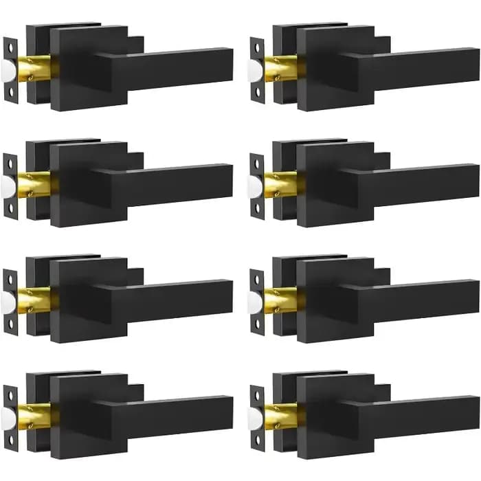 Paquet de 8 poignées de porte intérieures noires mates pour couloir et placard, porte intérieure car