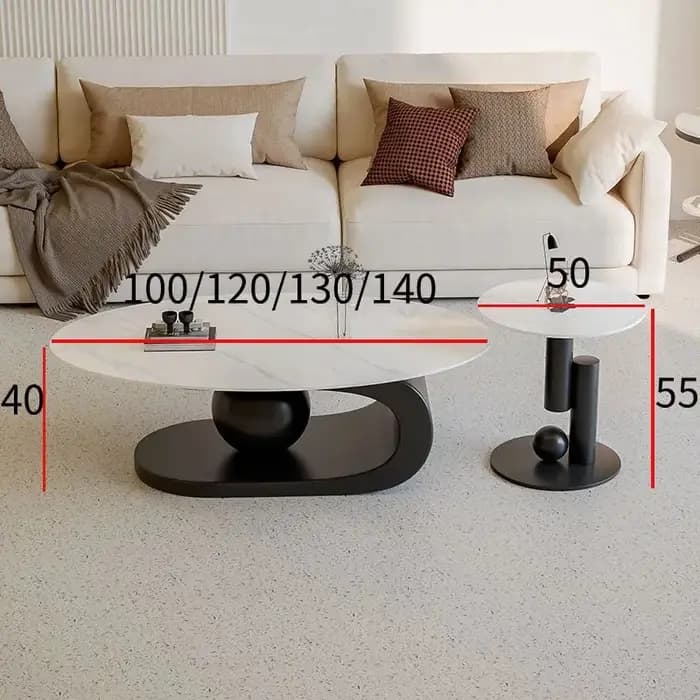 Table basse en marbre de luxe avec base en métal doré