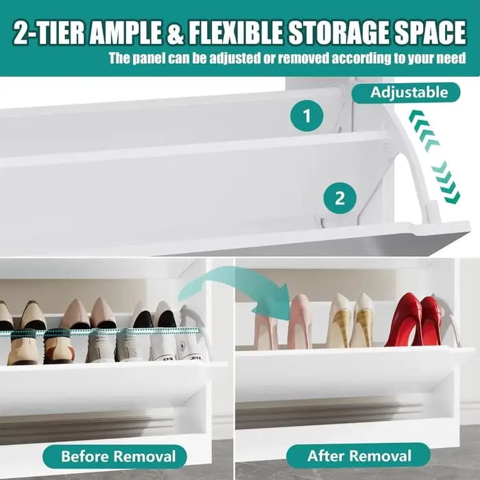 Armoire à chaussures en bois robuste pour l'entrée avec 3 tiroirs rabattables, organisateur de chaus