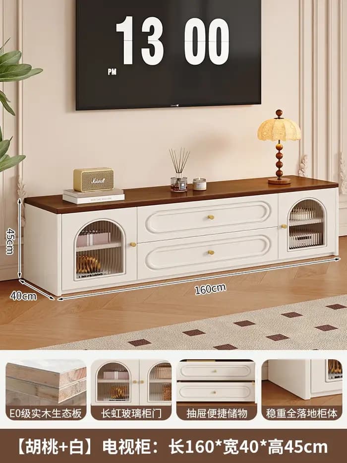 Meuble Tv moderne Simple, poignées d'armoire, organisateur de sol blanc, tiroirs de meuble Tv, salon