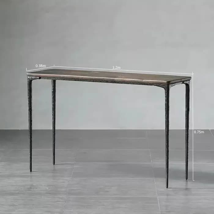 Table de Console esthétique italienne, pieds en métal, classique, neutre, éclectique, minimaliste, M
