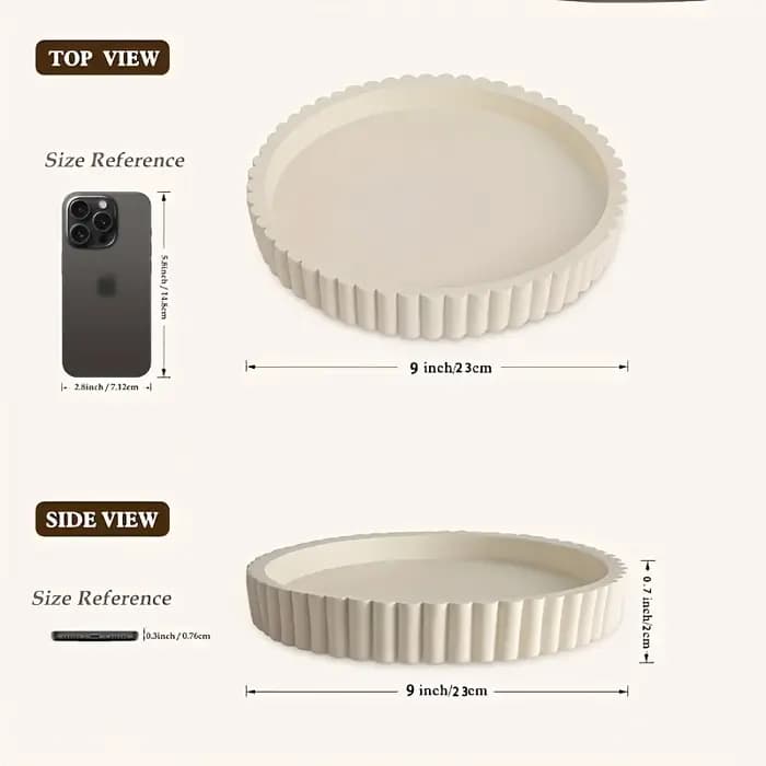 Plateau de table basse rond blanc ondulé